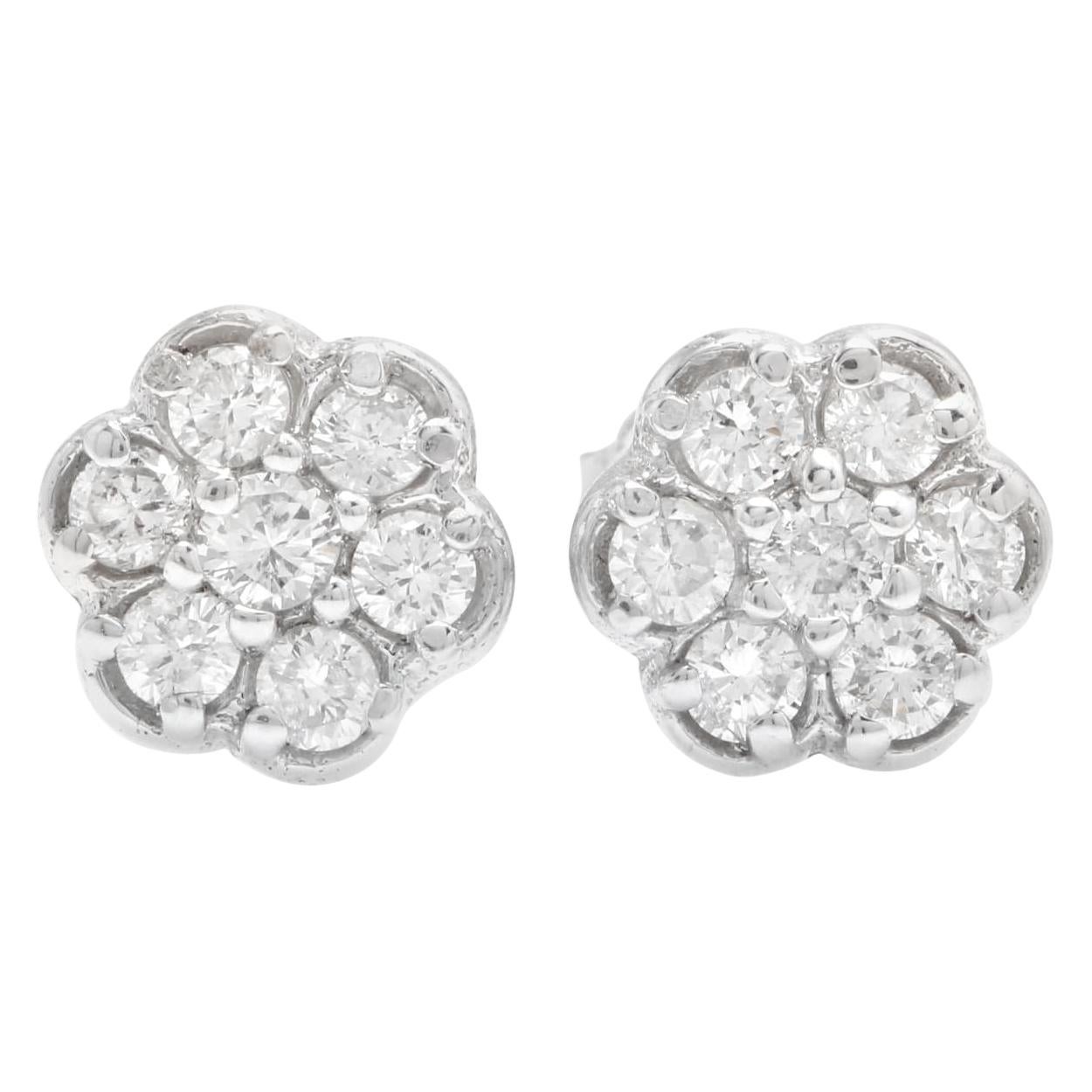 Exquisite 0.45 Carat Natural Diamond 14 Karat Solid White Gold Stud Earrings For Sale
