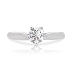 Squisito anello solitario con diamante da 0,45 carati in oro bianco 18 carati - certificato IGI