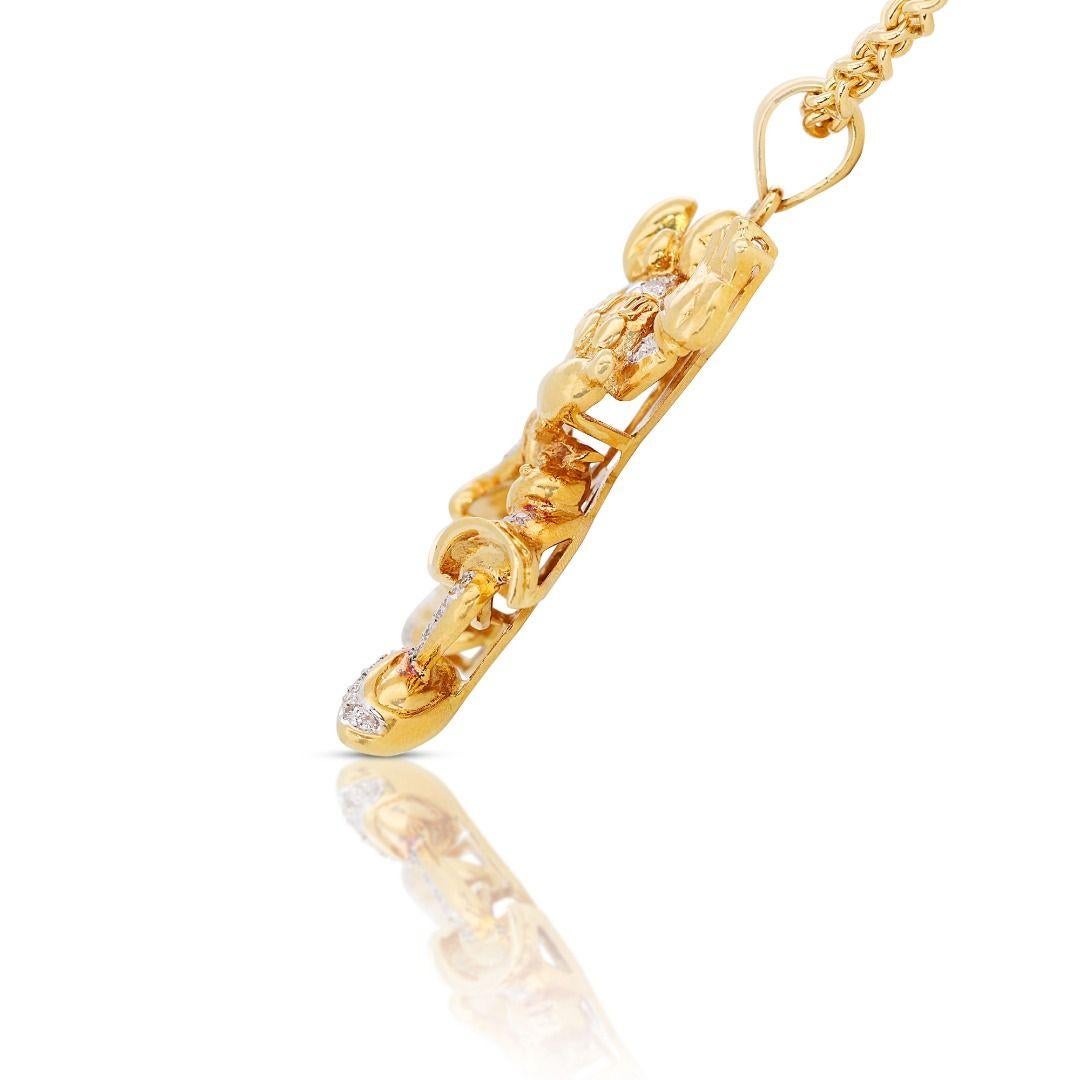 Exquis collier Minnie Mouse conçu en or jaune 18 carats de 0,45 carat  Pour femmes en vente