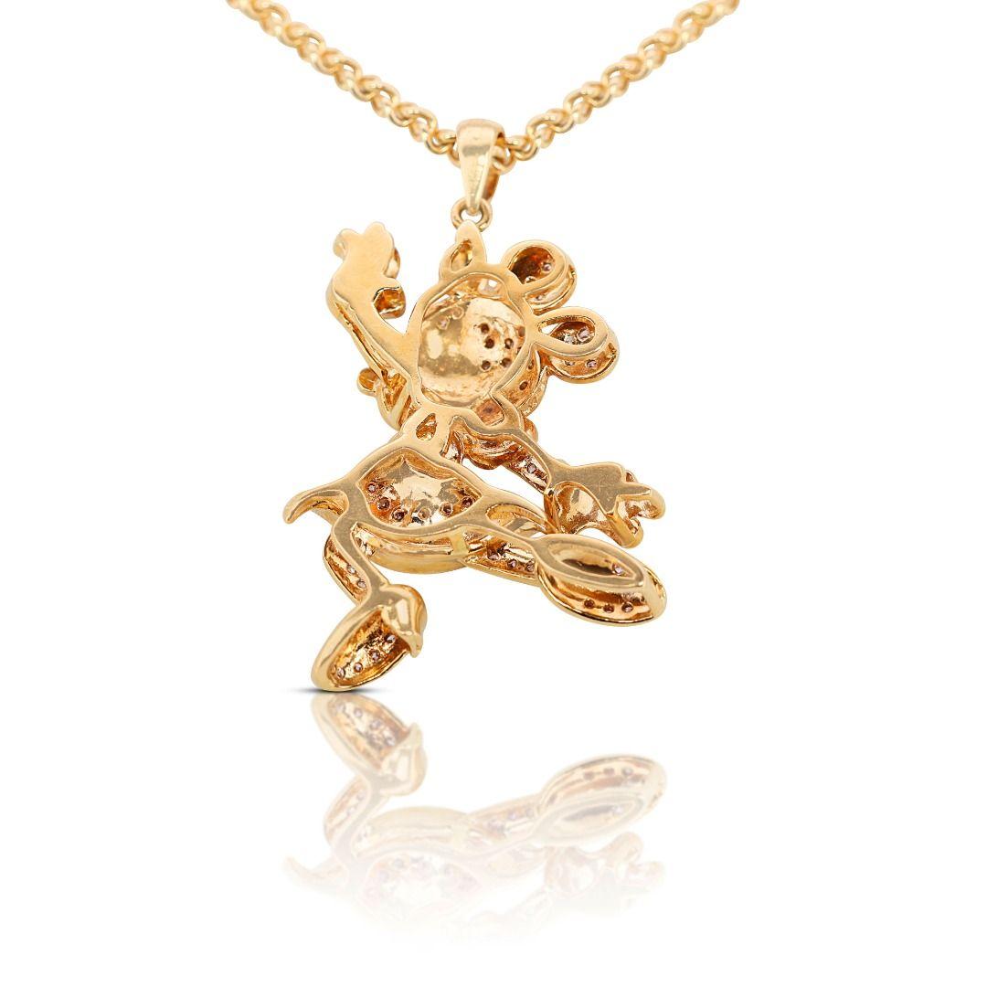 Exquis collier Minnie Mouse conçu en or jaune 18 carats de 0,45 carat  en vente 1