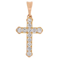 Exquisite 0.46ct Diamond Cross Pendant in 18K Yellow Gold