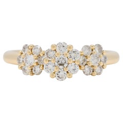 Magnifique bague en or jaune 18 carats en forme de fleur avec diamants de 0,4 carat