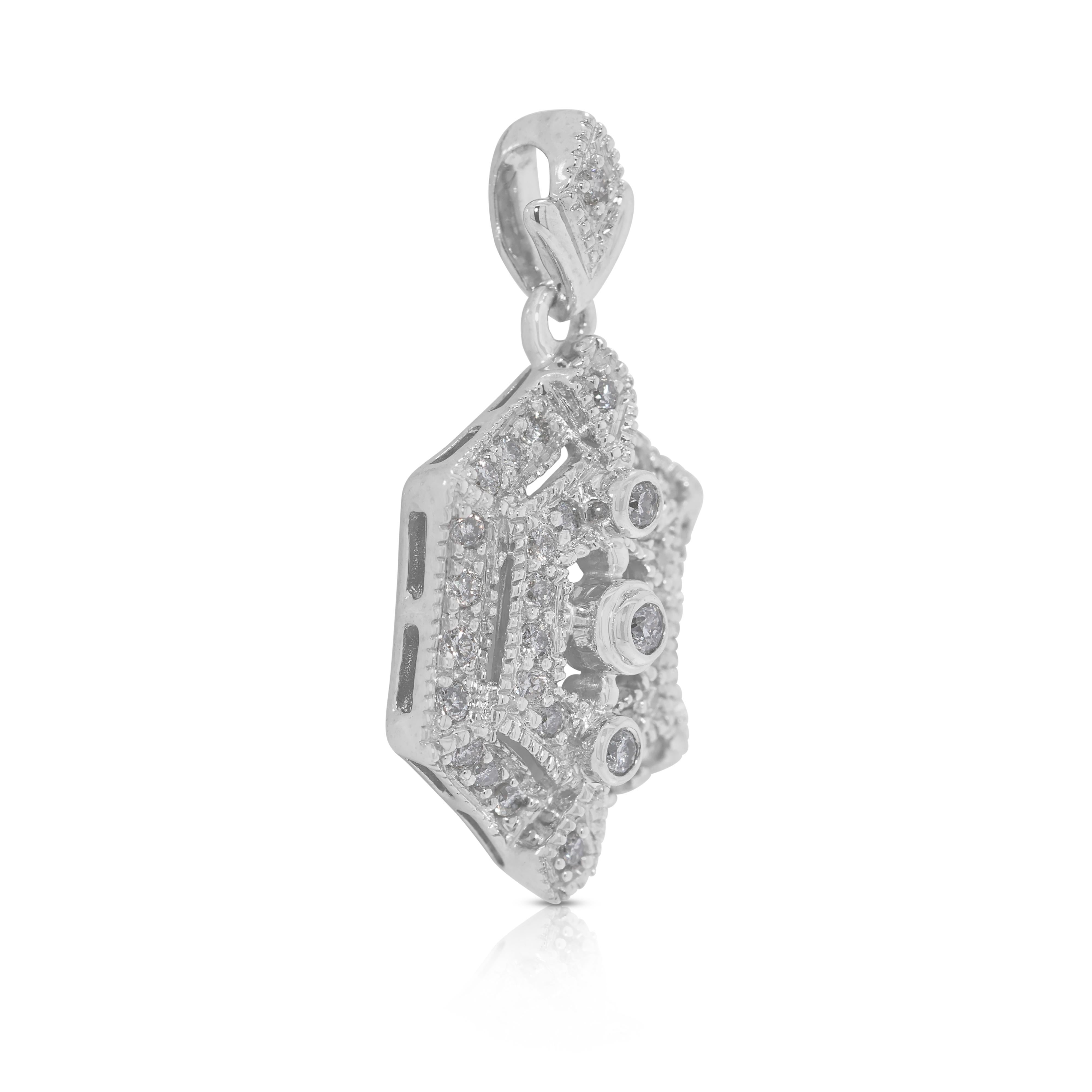 Exquisito Colgante de Diamantes Naturales de 0,4ct en Oro Blanco de 14K Corte redondo en venta