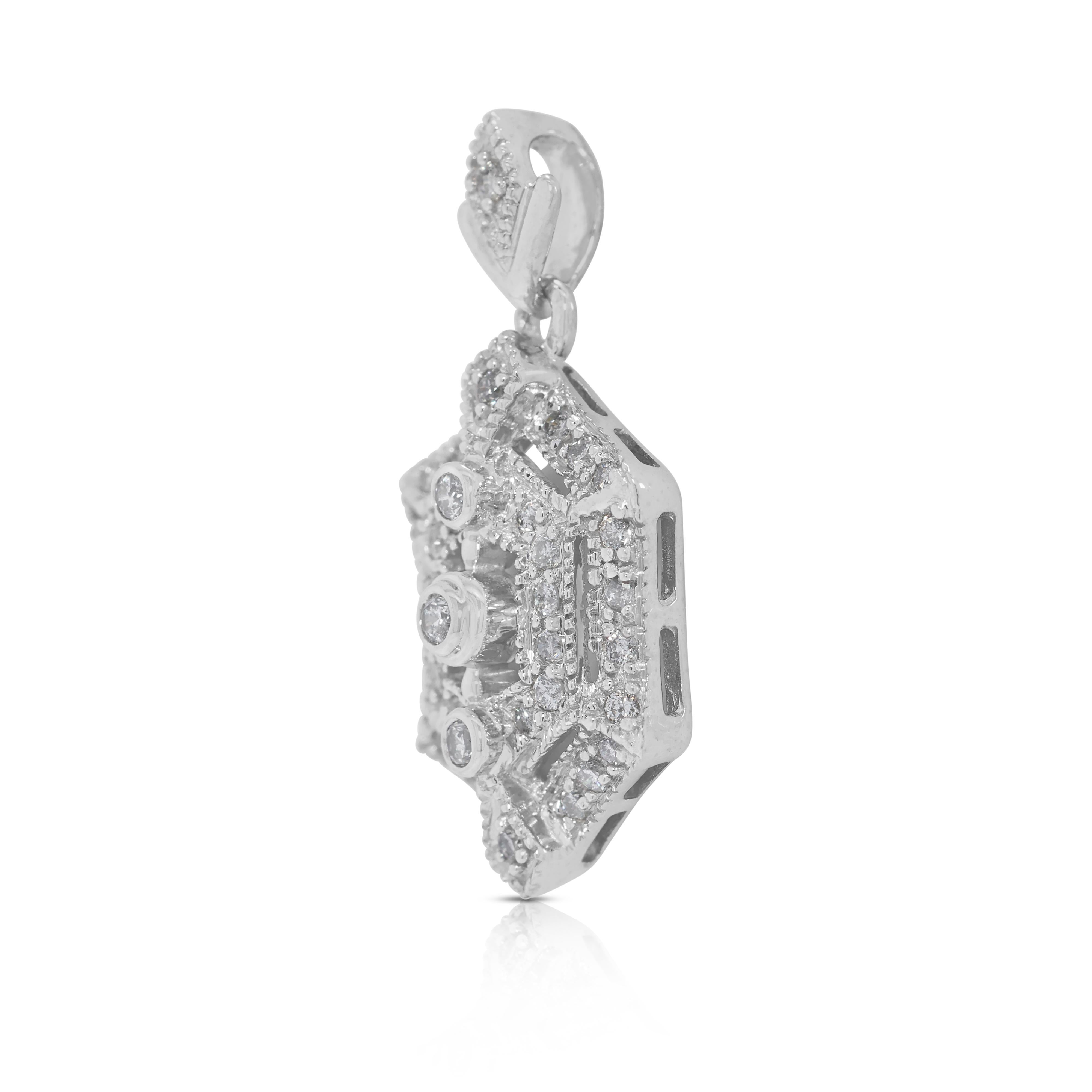 Exquisito Colgante de Diamantes Naturales de 0,4ct en Oro Blanco de 14K en Nuevo estado para la venta en רמת גן, IL