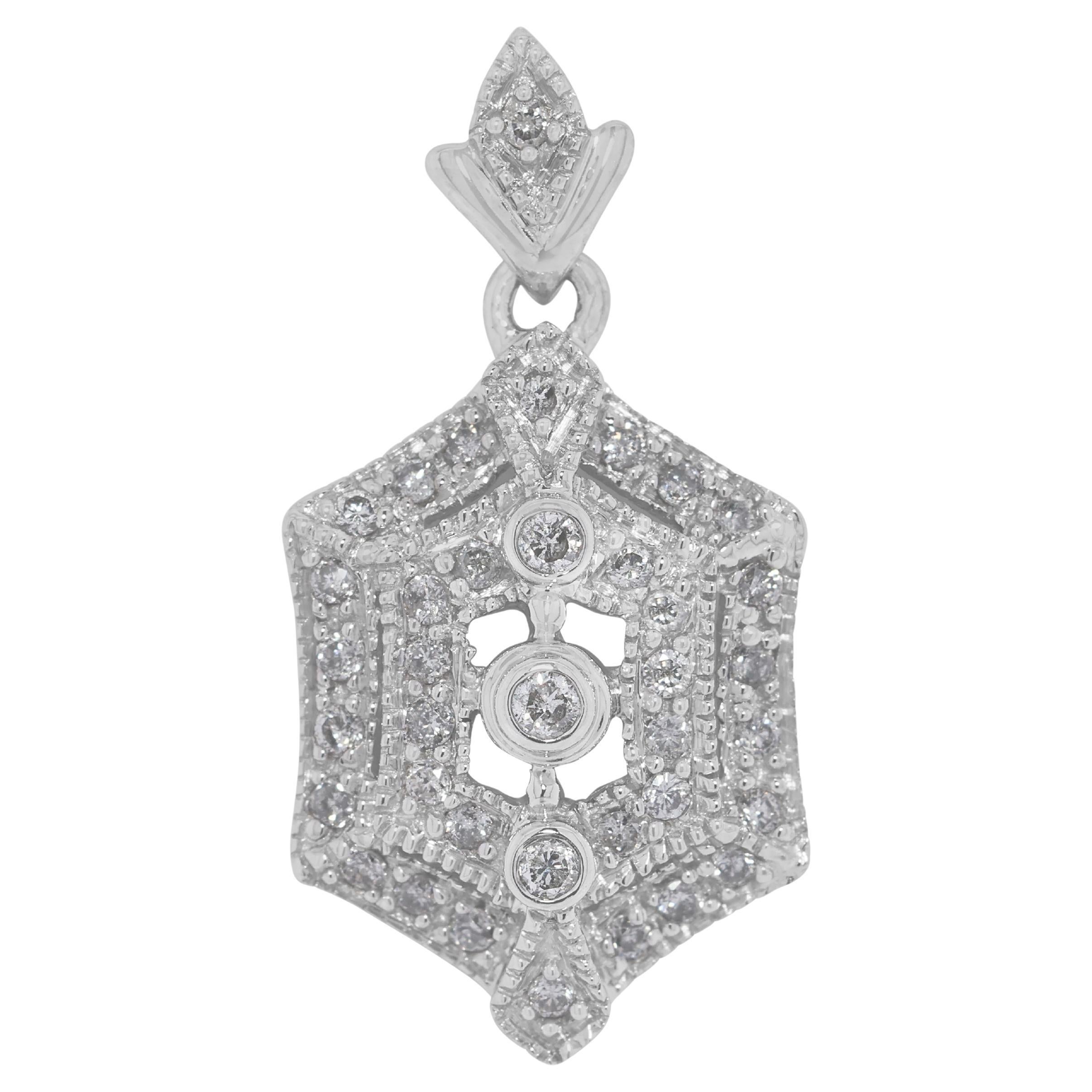 Exquisito Colgante de Diamantes Naturales de 0,4ct en Oro Blanco de 14K