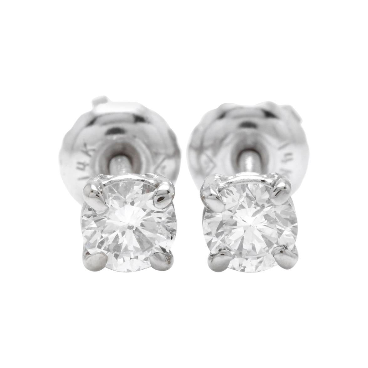 Exquisite 0.50 Carat Natural Diamond 14 Karat Solid White Gold Stud Earrings