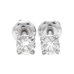 Boucles d'oreilles exquises en or blanc massif 14 carats avec diamants naturels de 0,50 carat
