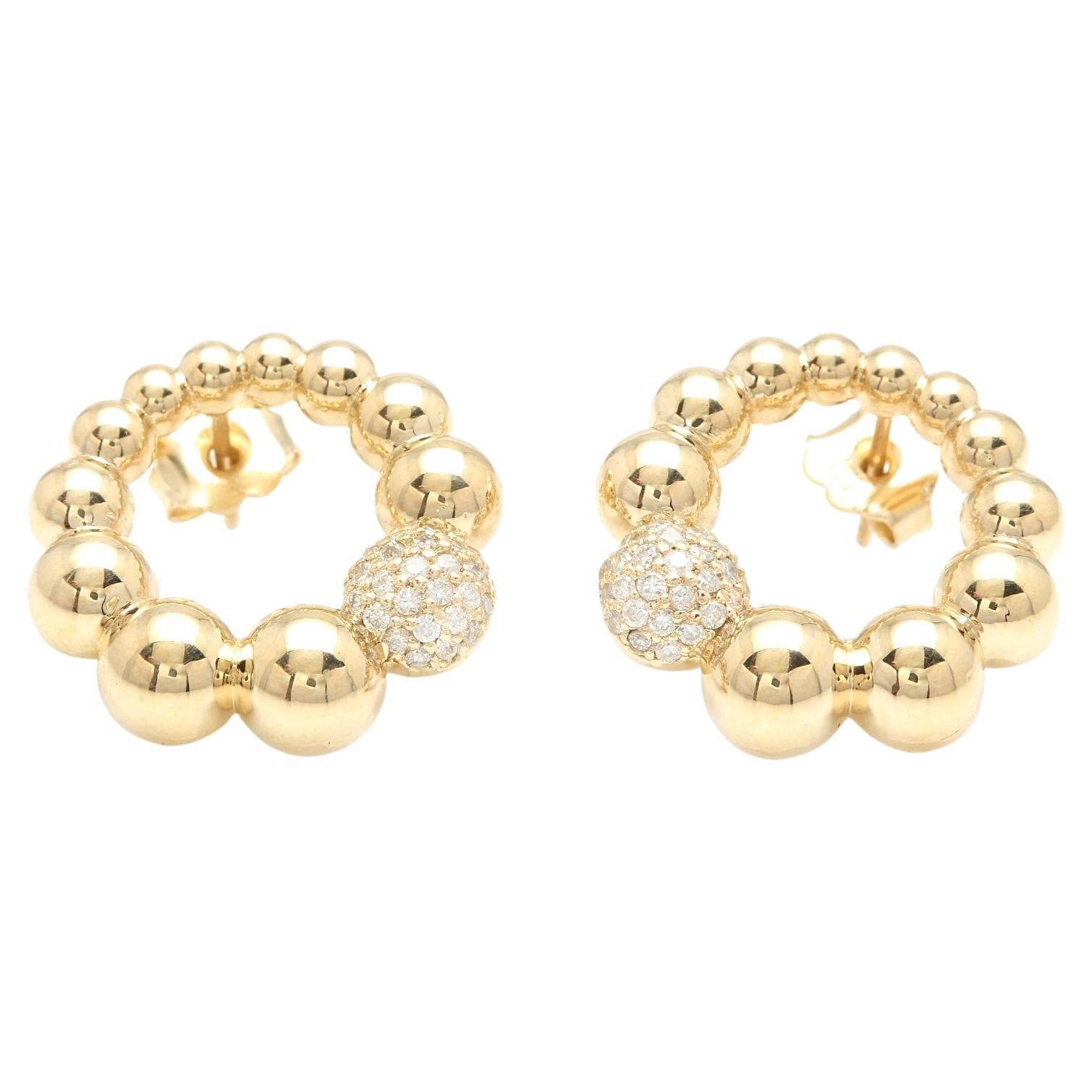 Exquisite 0.50 Carats Natural Diamond 14K Solid Yellow Gold Stud Earrings For Sale