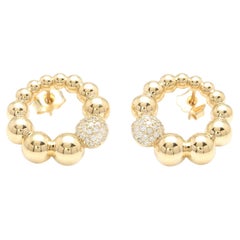 Boucles d'oreilles exquises en or jaune massif 14 carats avec diamants naturels de 0,50 carat