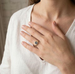 Exquisite 0.52ct Diamond and Oval Blue Sapphire Sunburst Ring in 20K Yellow Gold