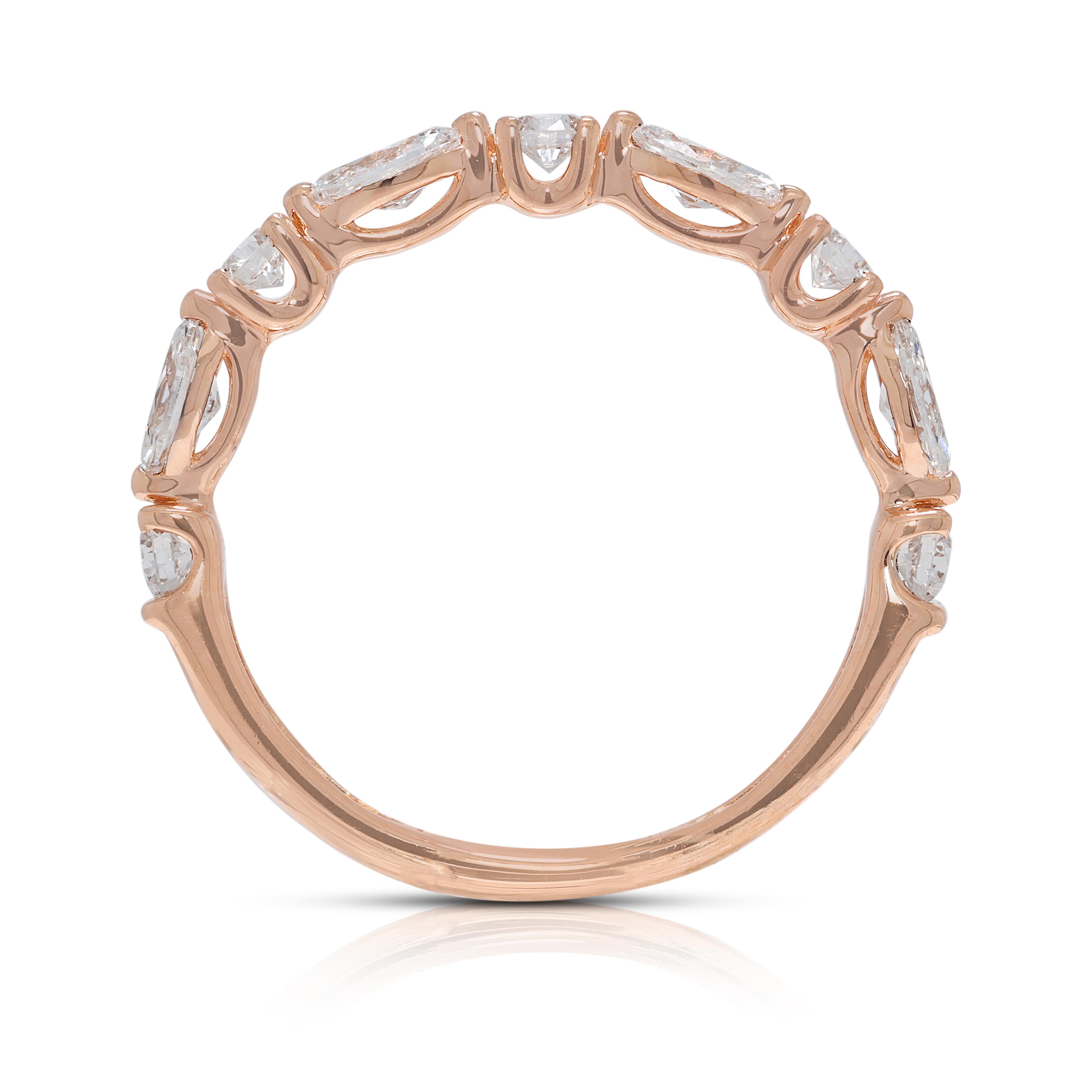 Exquisiter 0,53ct Marquise & Runder natürlicher Diamant Ring in 18K Rose Gold im Angebot 2