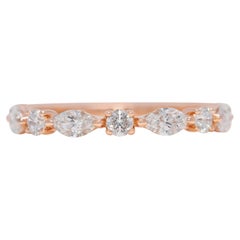 Bague exquise en or rose 18 carats de 0,53 ct de diamant naturel marquise et rond