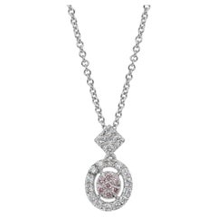 Exquisite 0.55ct Diamonds Halo Necklace with Pendant in 18k White Gold - IGI