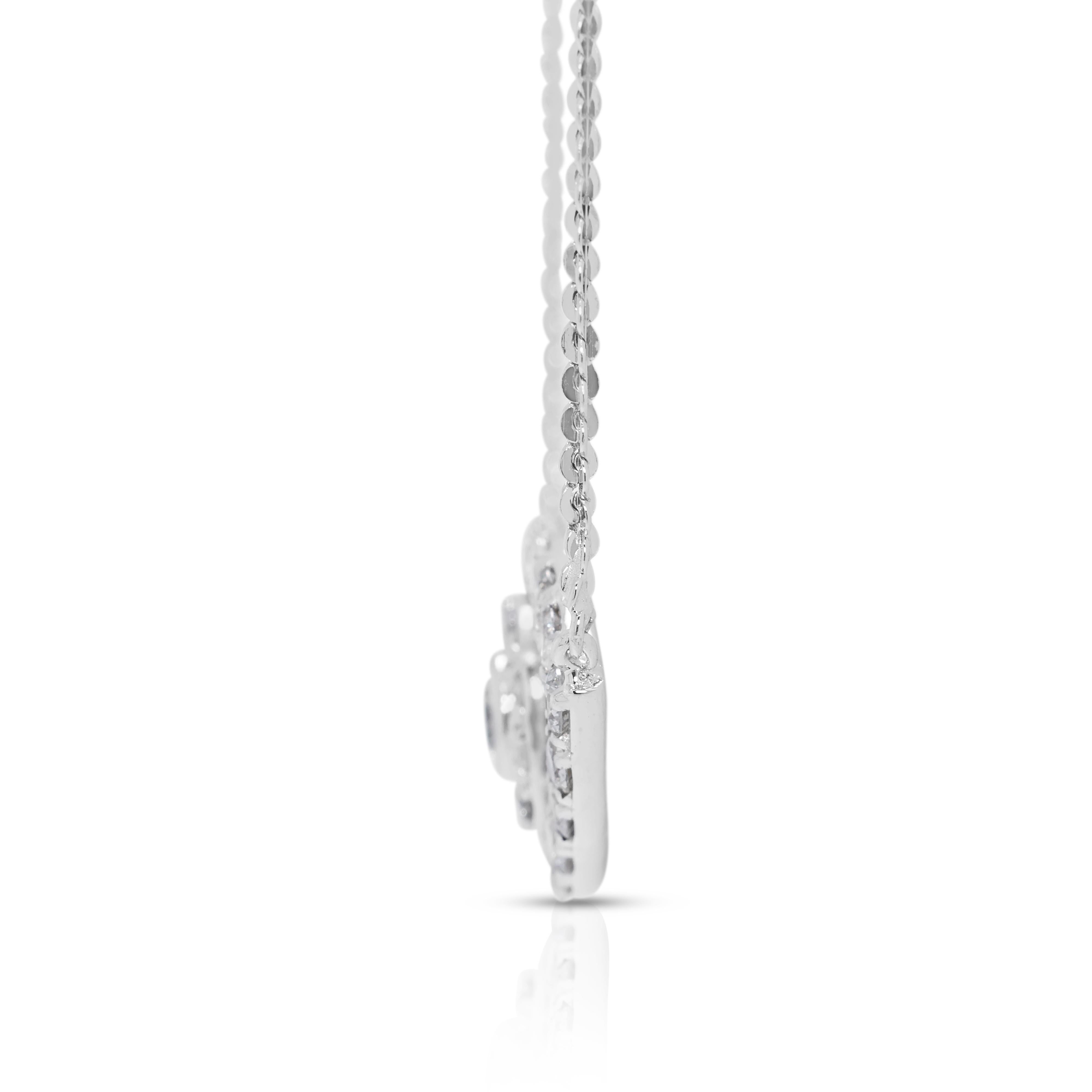 Exquis collier œil en or blanc 18 carats avec diamants naturels 0,57 carat Pour femmes en vente