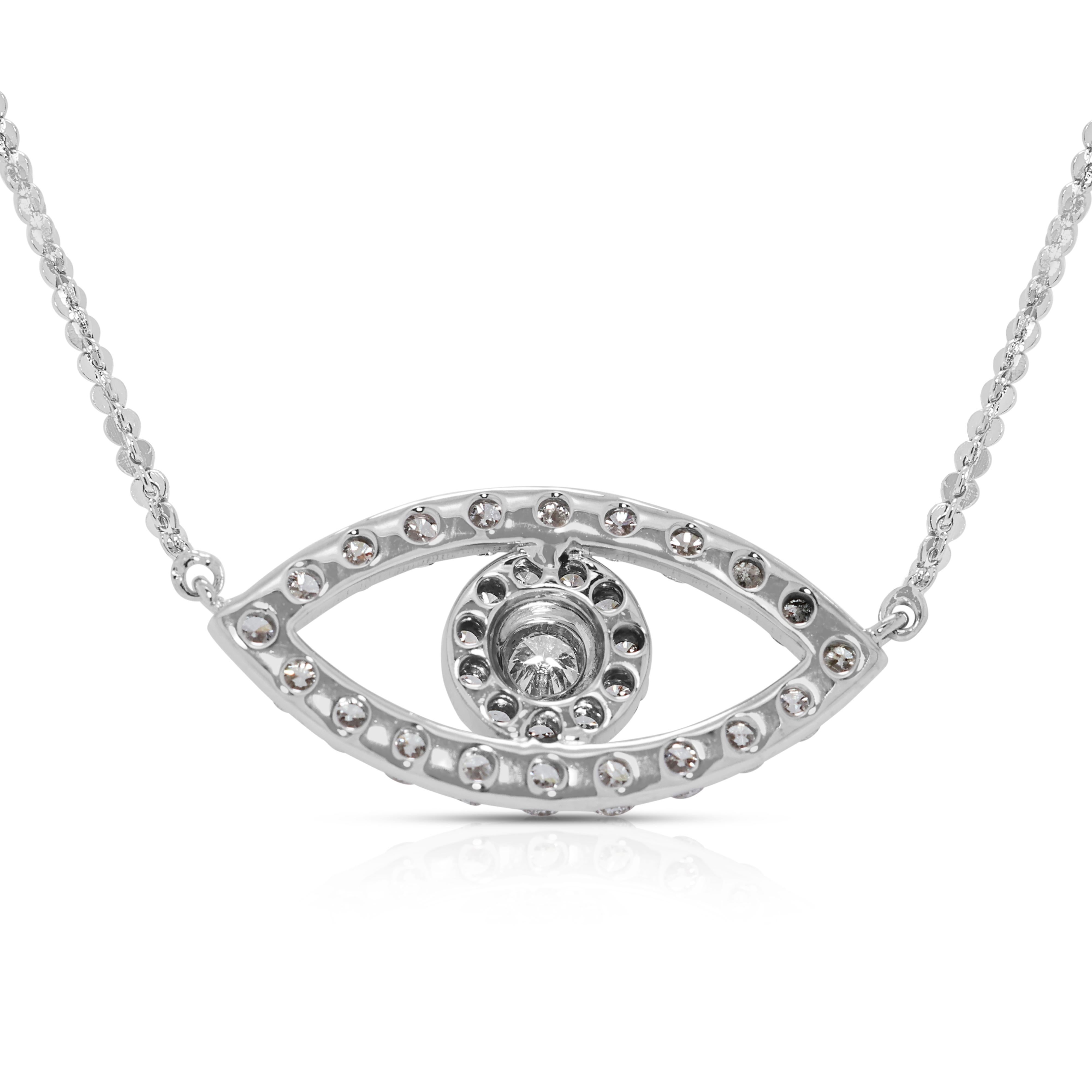 Exquis collier œil en or blanc 18 carats avec diamants naturels 0,57 carat en vente 1