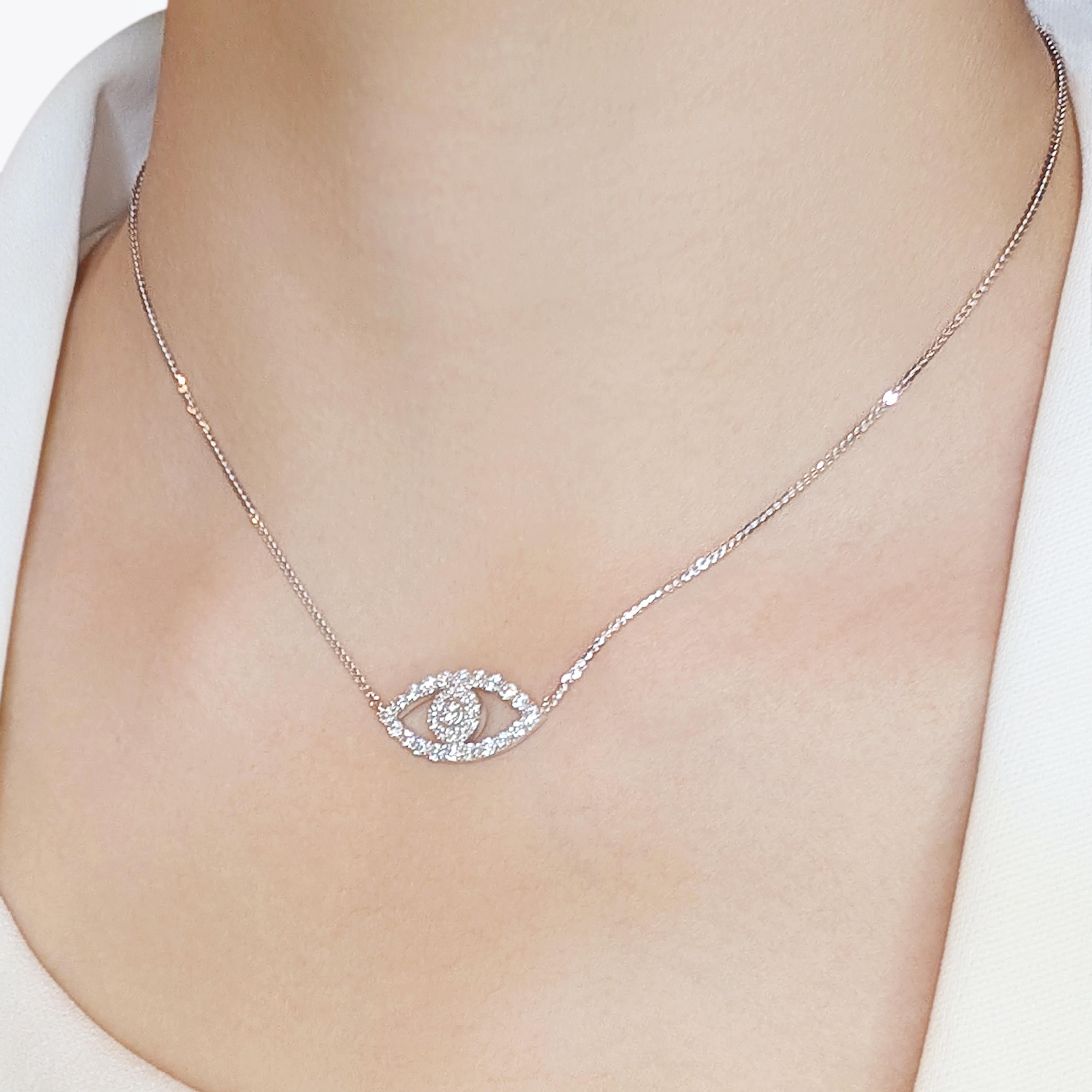 Exquis collier œil en or blanc 18 carats avec diamants naturels 0,57 carat en vente 2