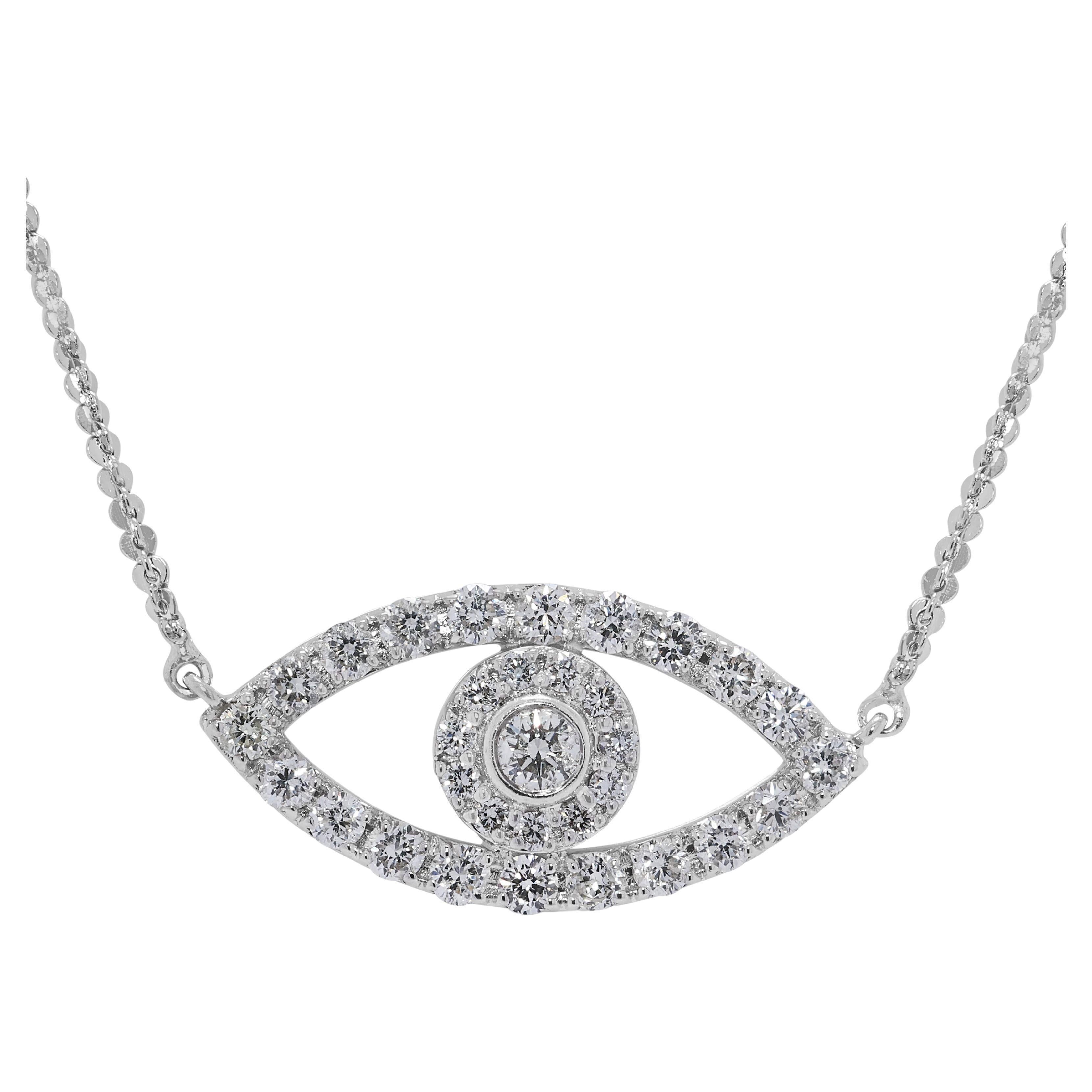 Exquisite 0.57ct Natural Diamond Eye Necklace in 18K White Gold