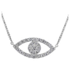 Exquisite 0.57ct Natural Diamond Eye Necklace in 18K White Gold