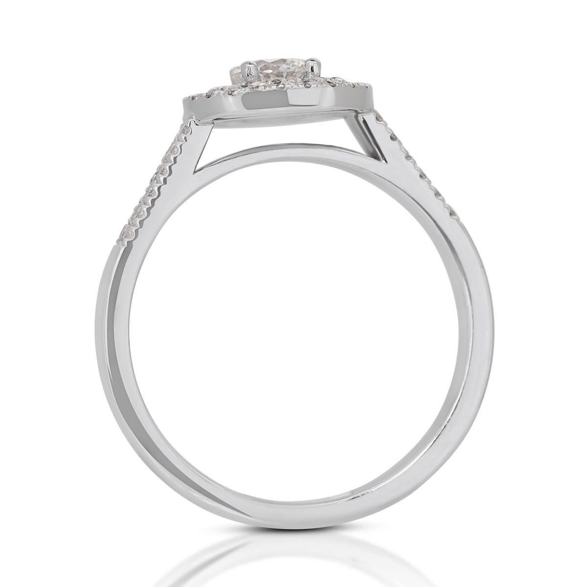 Women's Exquisite 0.85ct Halo Ring in 14K White Gold For Sale