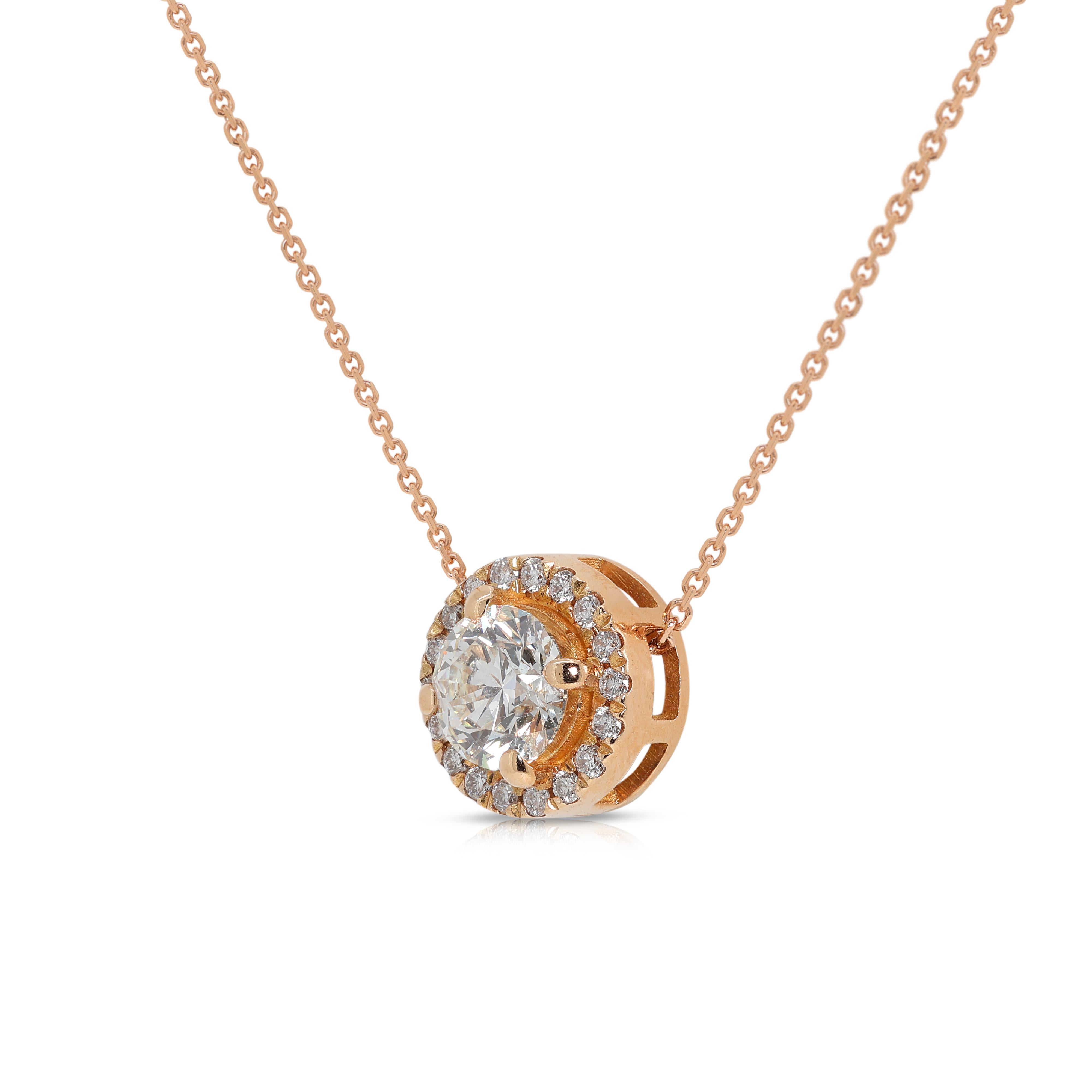 Exquisite 0.59ct Natural Diamond Necklace in 18K Rose Gold with GIA In New Condition In רמת גן, IL