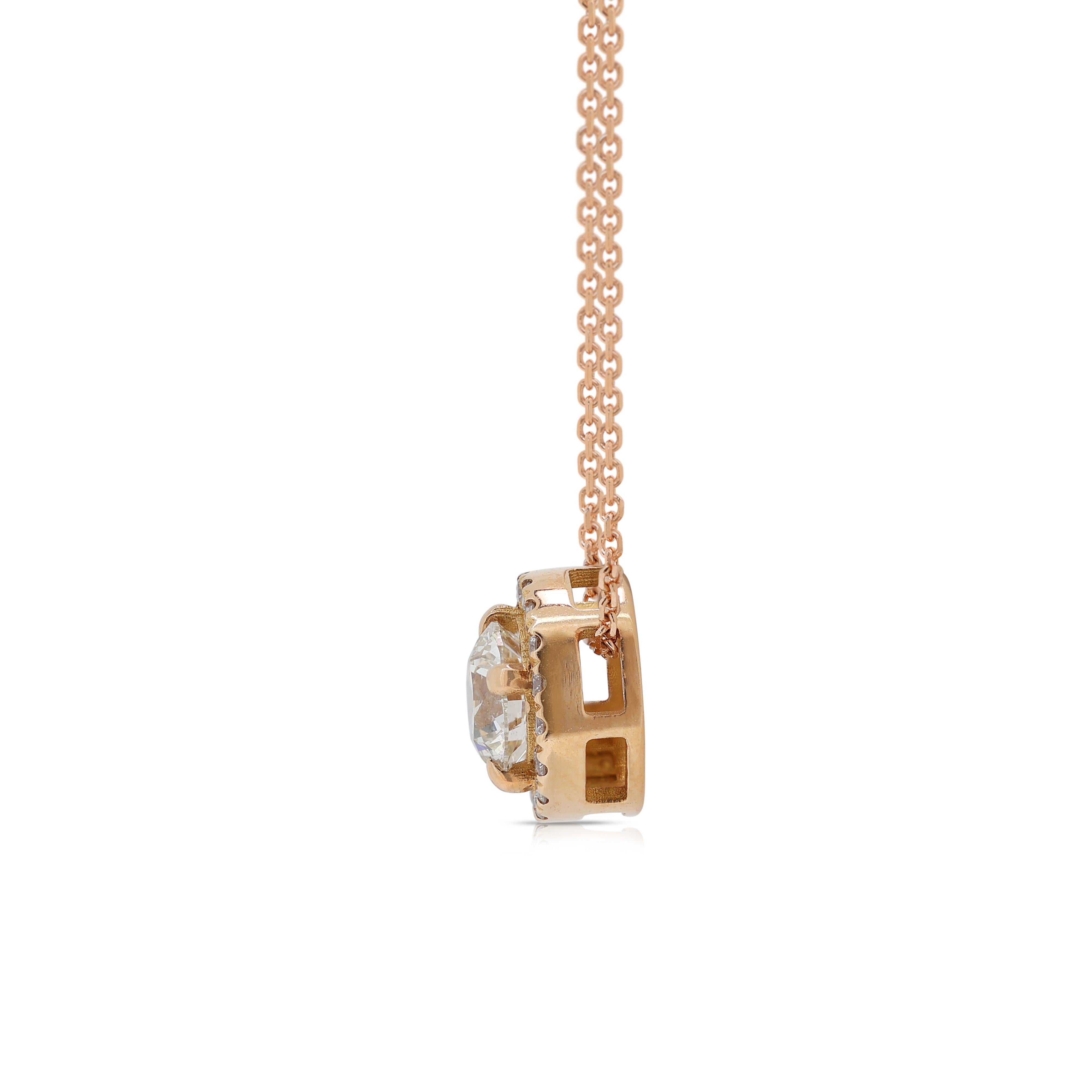 Women's Exquisite 0.59ct Natural Diamond Necklace in 18K Rose Gold with GIA