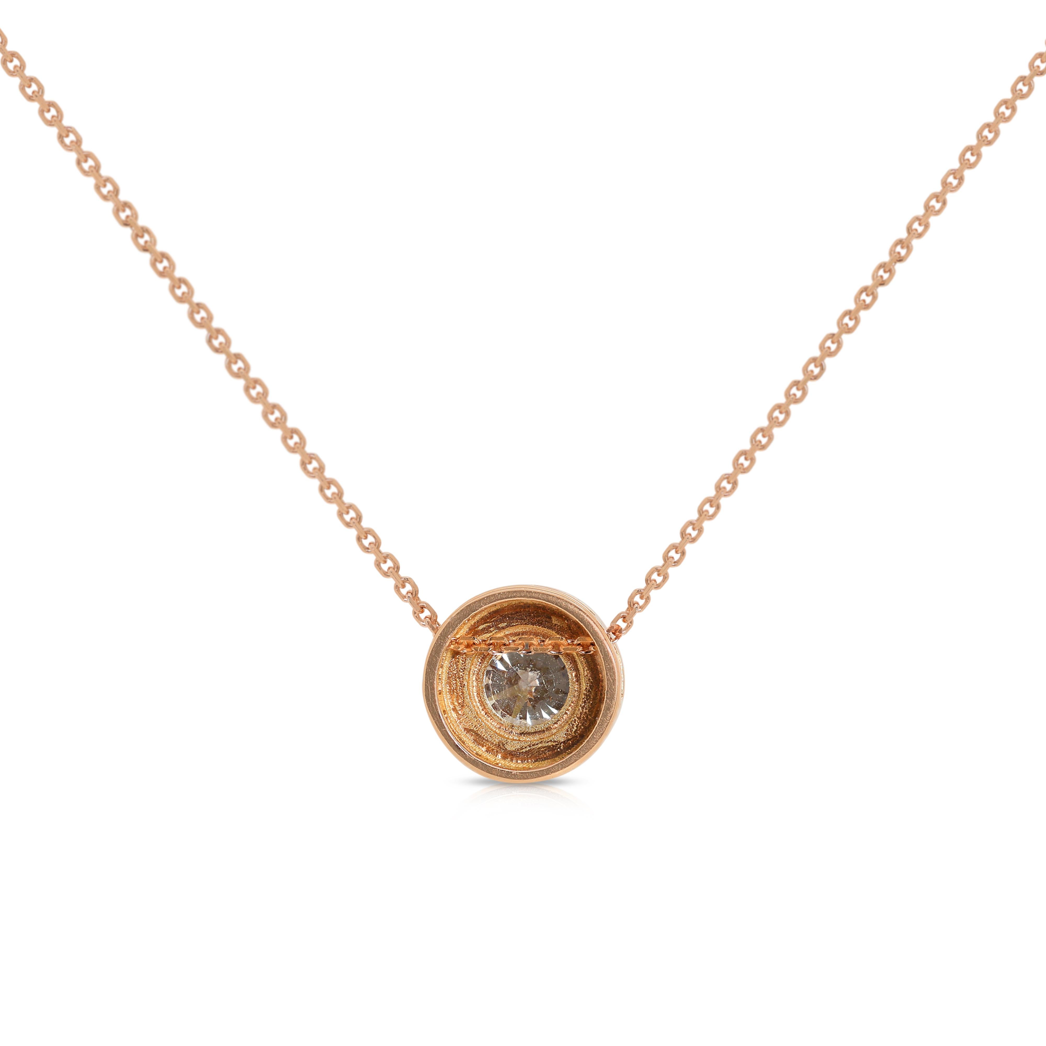 Exquisite 0.59ct Natural Diamond Necklace in 18K Rose Gold with GIA 1