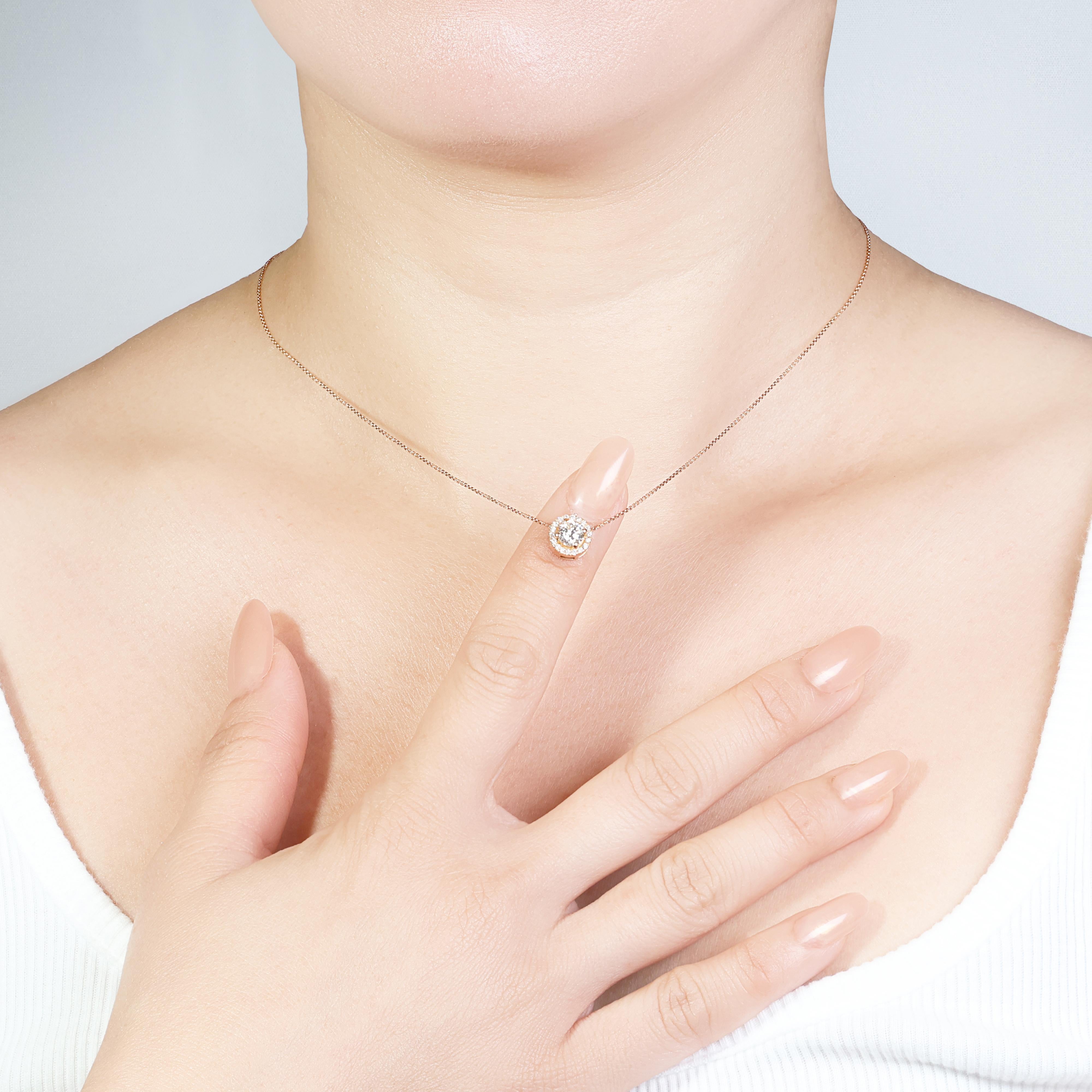 Exquisite 0.59ct Natural Diamond Necklace in 18K Rose Gold with GIA 2