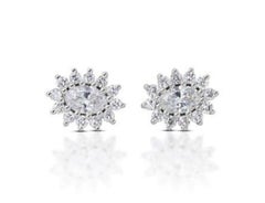 Exquisite 0.6 Carat Oval Brilliant Diamond Earrings with 0.41 Carat Side Diamond