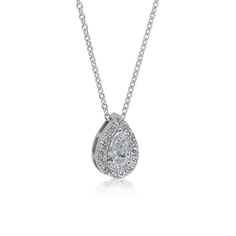 Women's Exquisite 0.7 Carat Pear Diamond Necklace in 18K White Gold For Sale
