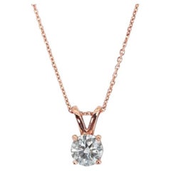 Exquisite 0.7 Carat Round Brilliant Diamond Necklace in 18K Rose Gold