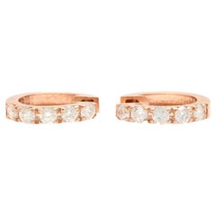Exquisite 0.70 Carats Natural Diamond 14K Solid Rose Gold Hoop Earrings
