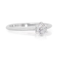 Exquisite 0.70ct Round Diamond Solitaire Ring in 18k White Gold - GIA Certified