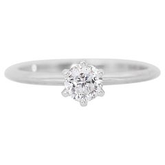 Exquisite 0.70ct Round Diamond Solitaire Ring in 18k White Gold - GIA Certified