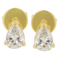 Exquisite 0.72ct Pear Shape Stud Earrings in 20K Yellow Gold