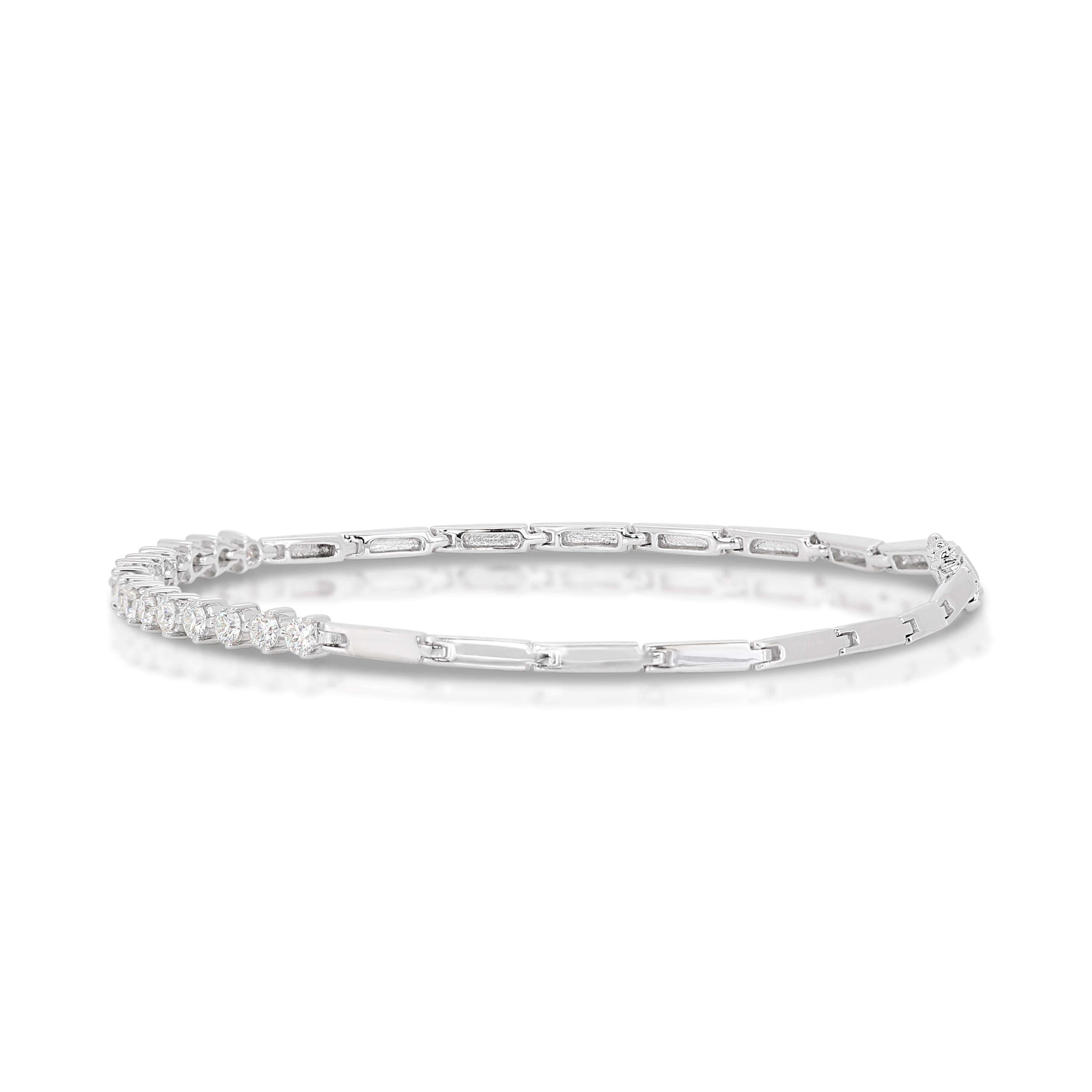 Round Cut Exquisite 0.75ct Eternity Diamond Bracelet set in 18K White Gold For Sale