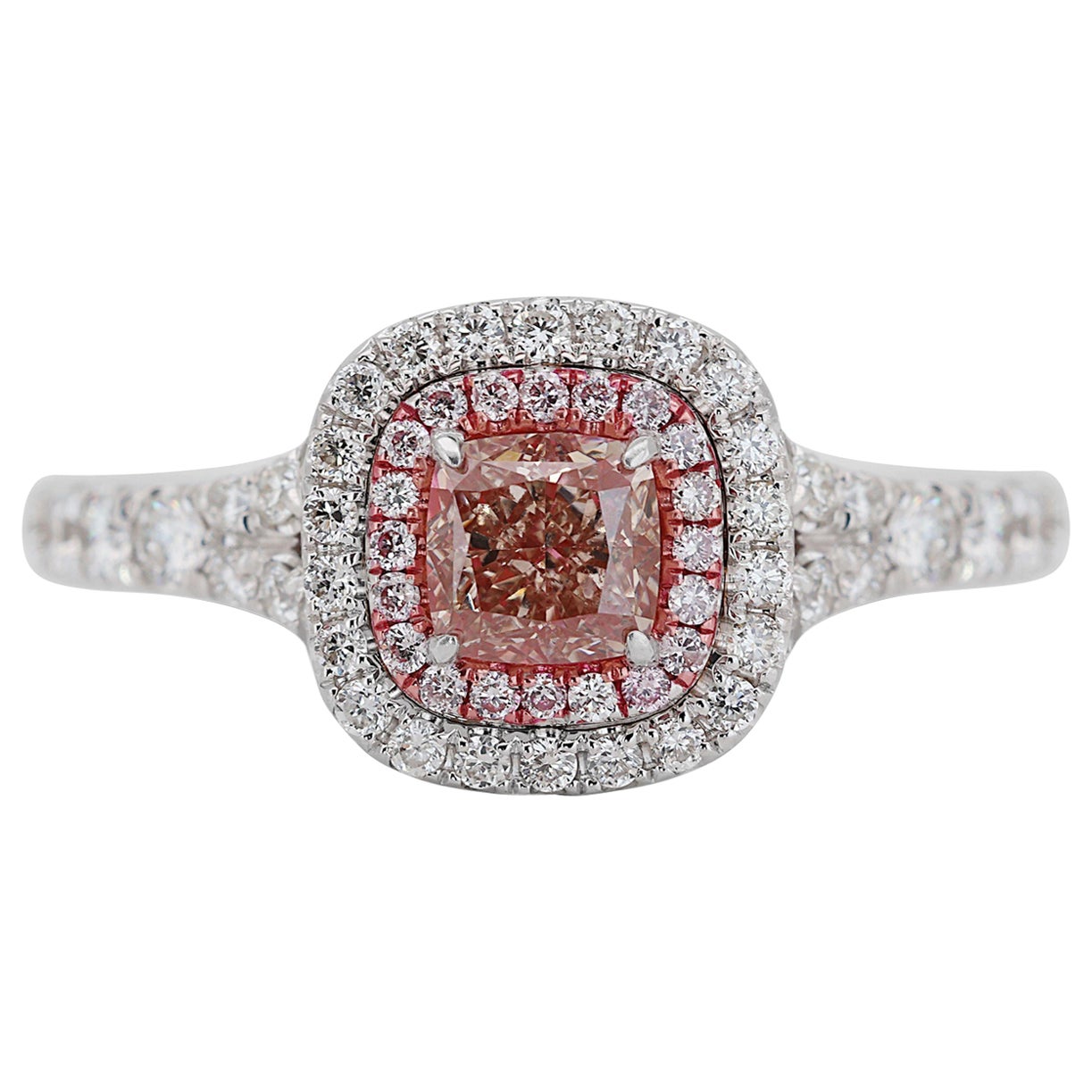 Exquisite 0.79ct Diamond Halo Ring in 18K White Gold