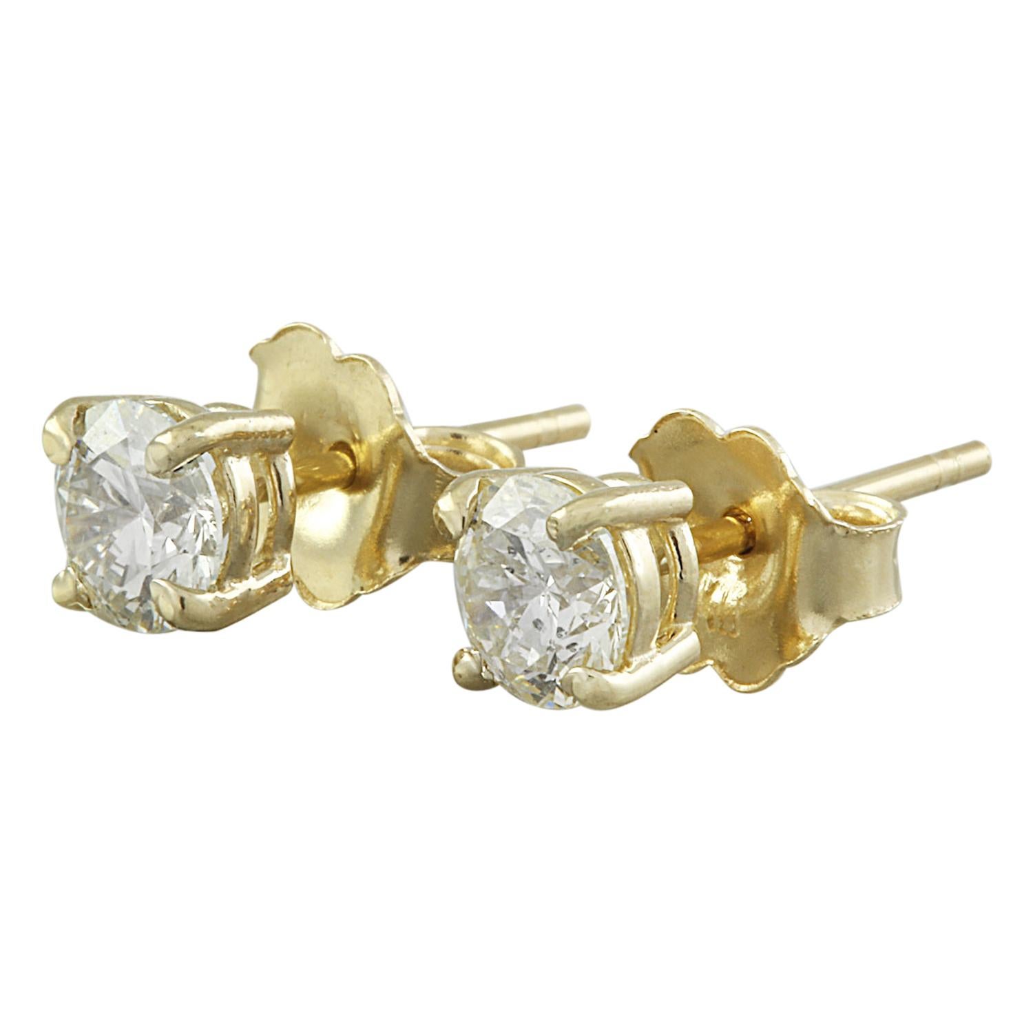 Introducing our elegant 0.80 Carat Natural Diamond Stud Earrings in 14 Karat Yellow Gold. Stamped with 14K authenticity, these earrings have a total weight of 0.9 grams. Each earring features a sparkling natural diamond totaling in weight of 0.80