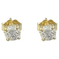 Clous d'oreilles exquis en or jaune 14 carats avec diamants naturels de 0,80 carat 