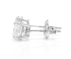 Exquisite 0.80 Carat Natural Diamond 14 Karat Solid White Gold Stud Earrings
