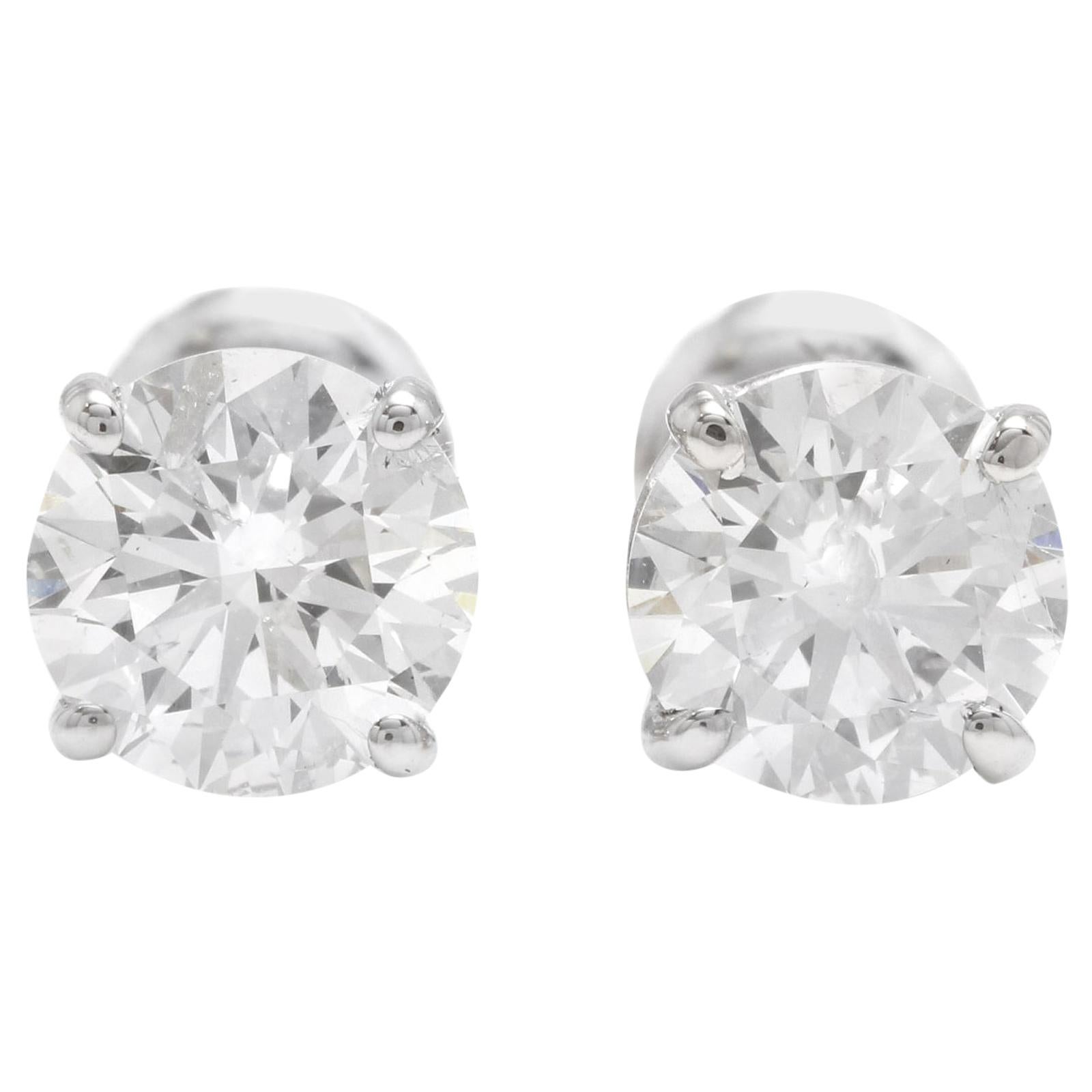 Boucles d'oreilles exquises en or blanc massif 14 carats avec diamants naturels de 0,80 carat