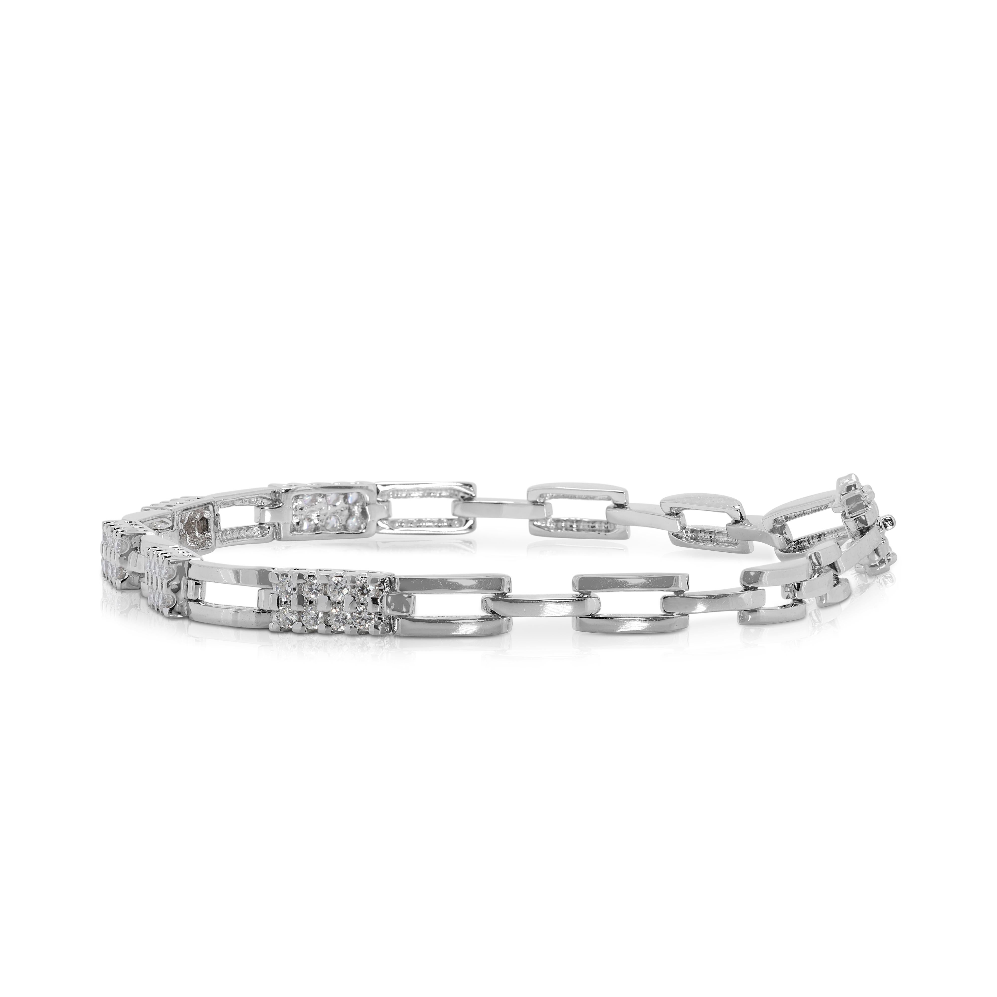 Round Cut Exquisite 0.80ct Natural Diamond Bracelet in 18K White Gold For Sale