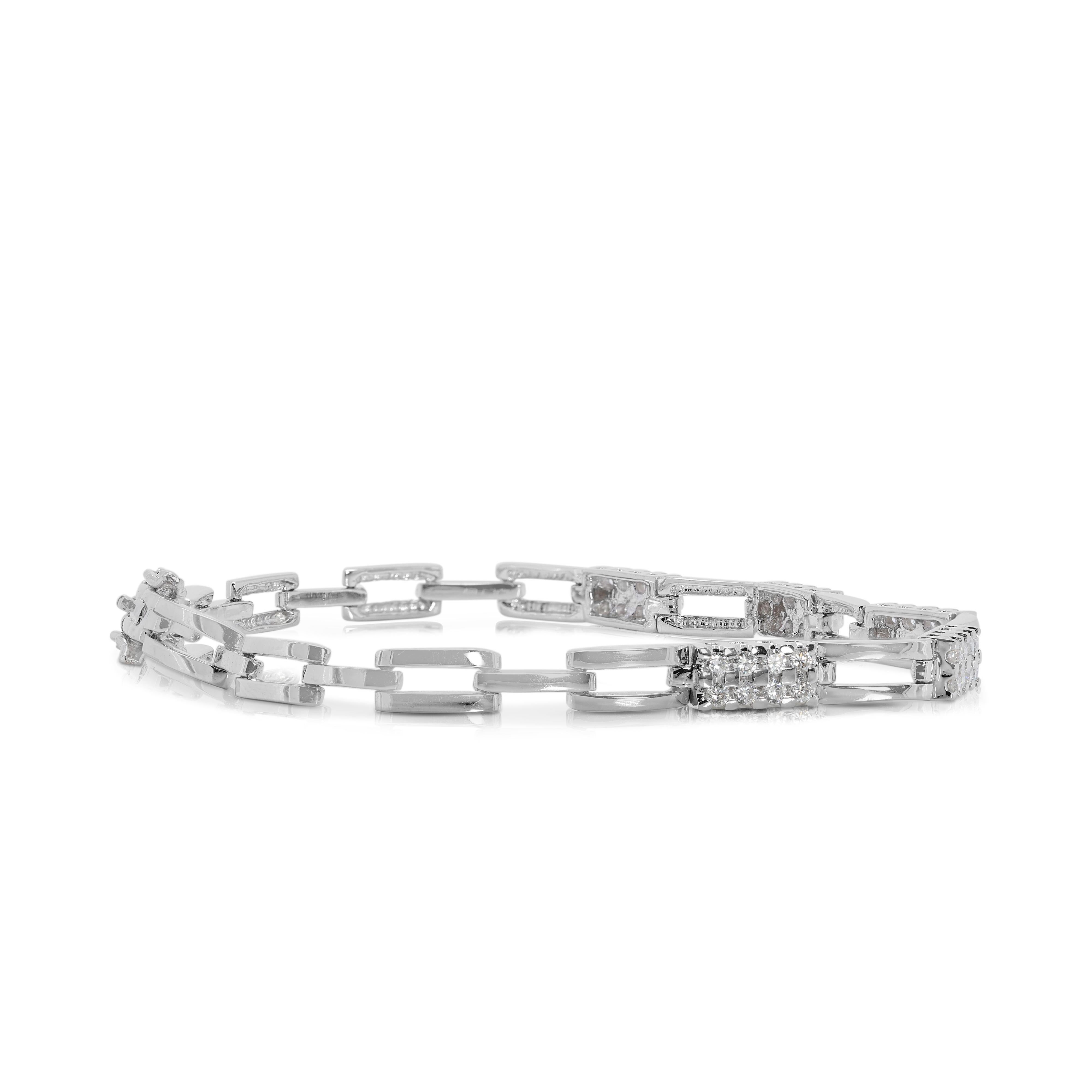 Exquisite 0.80ct Natural Diamond Bracelet in 18K White Gold In New Condition For Sale In רמת גן, IL