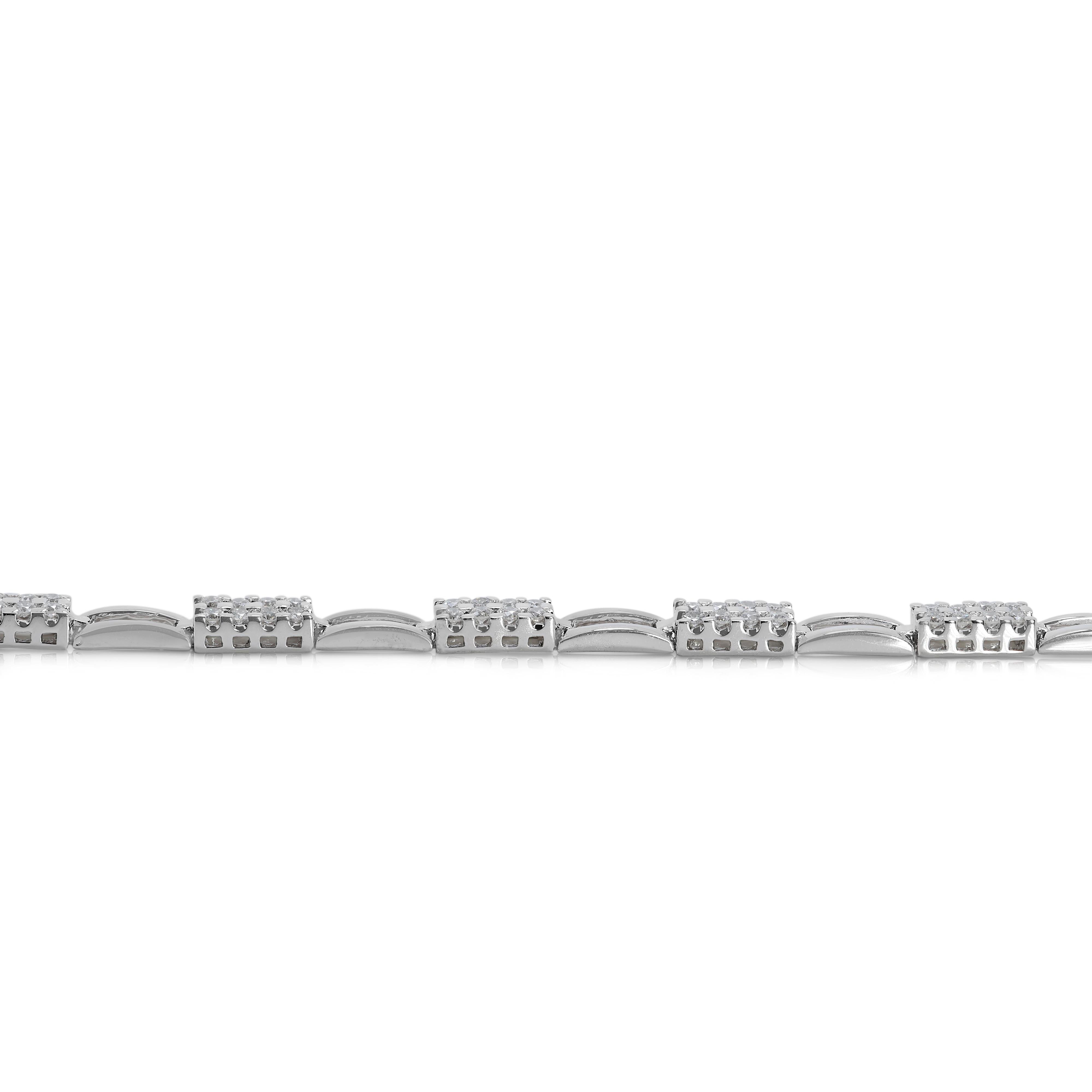 Women's Exquisite 0.80ct Natural Diamond Bracelet in 18K White Gold For Sale