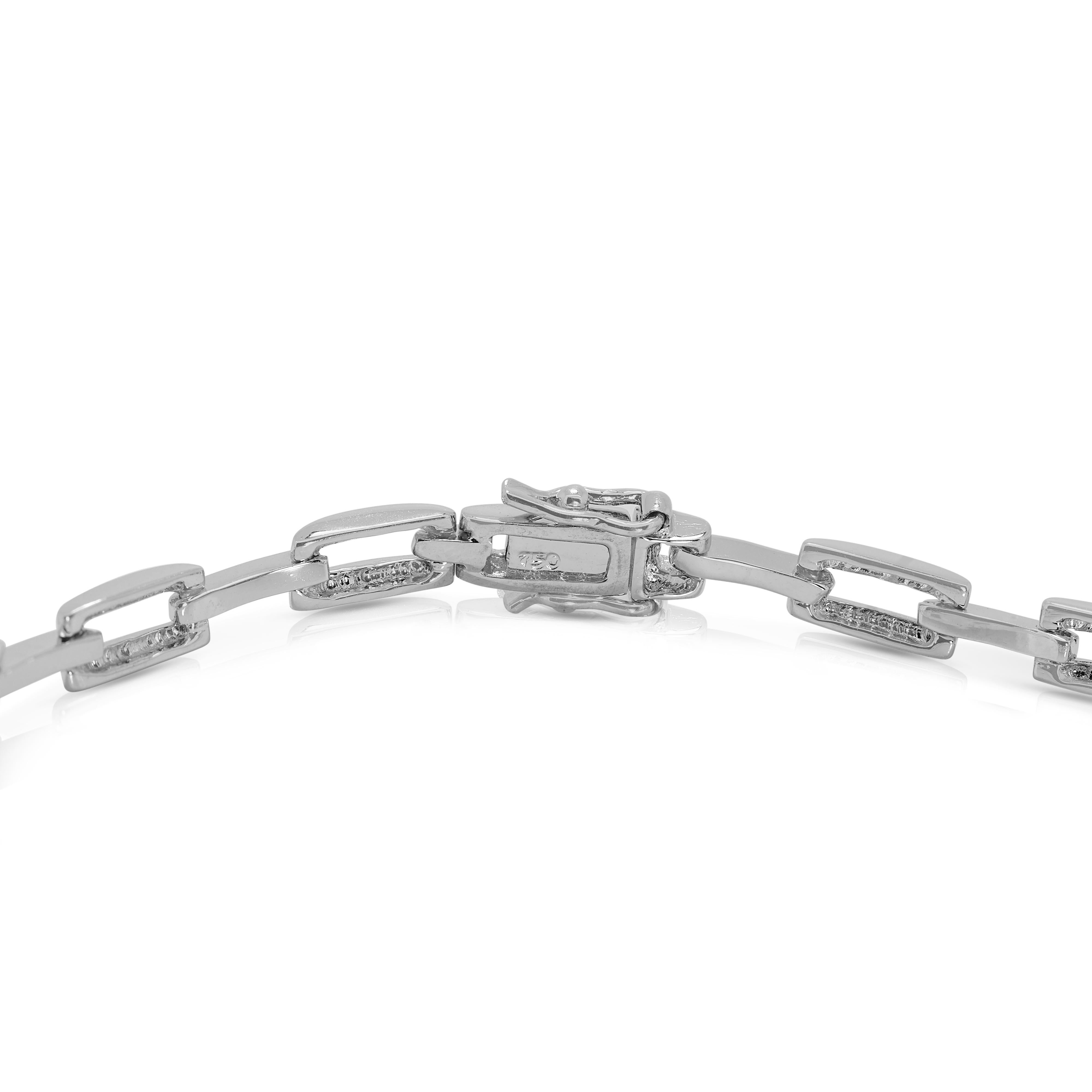 Exquisite 0.80ct Natural Diamond Bracelet in 18K White Gold For Sale 1