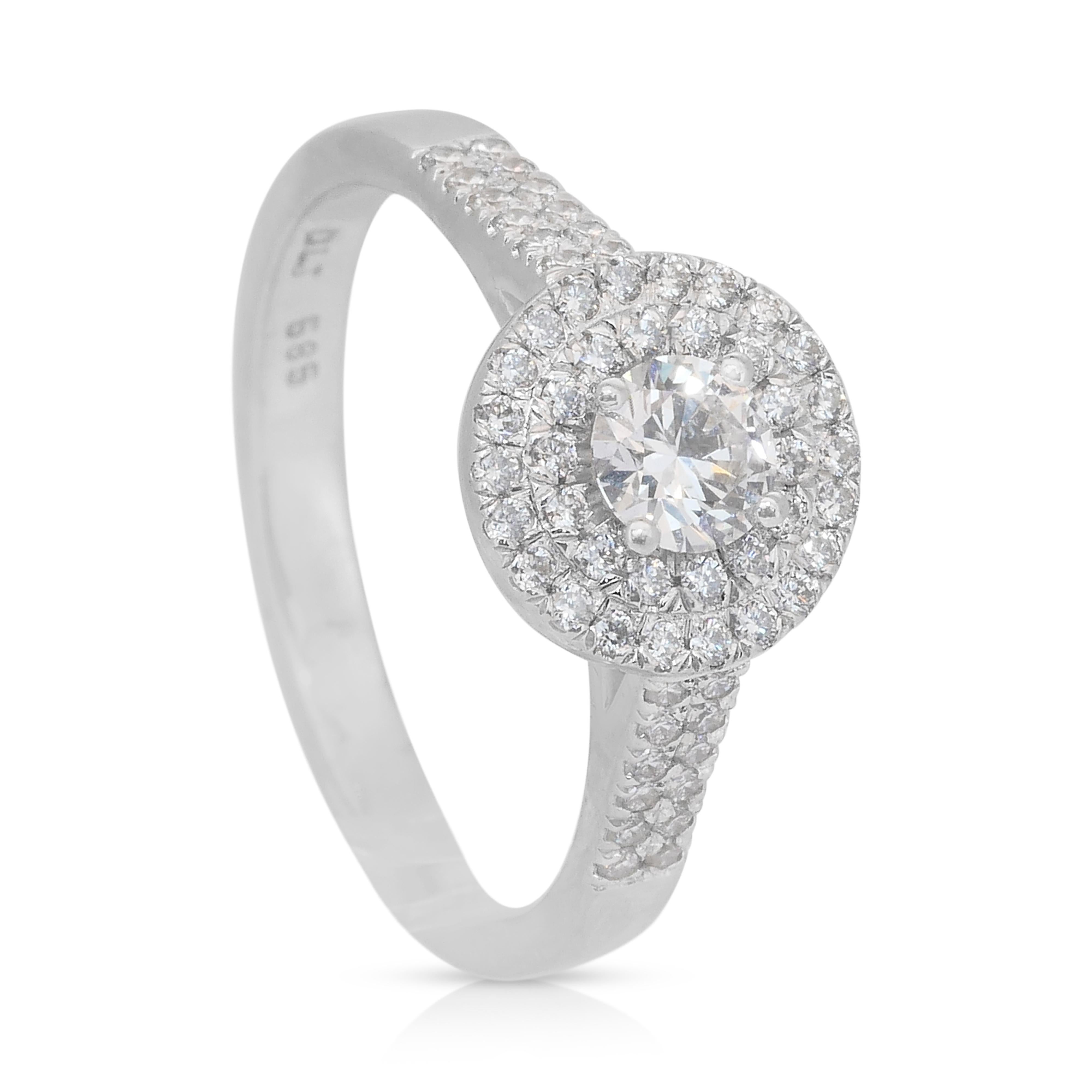 Luminous 1.03ct Diamonds Double Halo Ring in 14k White Gold - IGI Certified 2