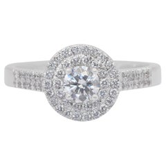 Luminous 1.03ct Diamonds Double Halo Ring in 14k White Gold - IGI Certified