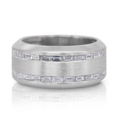 Magnifique bague jonc en platine avec diamants de 0,86 carat certifié IGI
