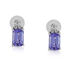 Exquisite 0.86ct Tanzanite and Diamond Stud Earrings in 18k White Gold