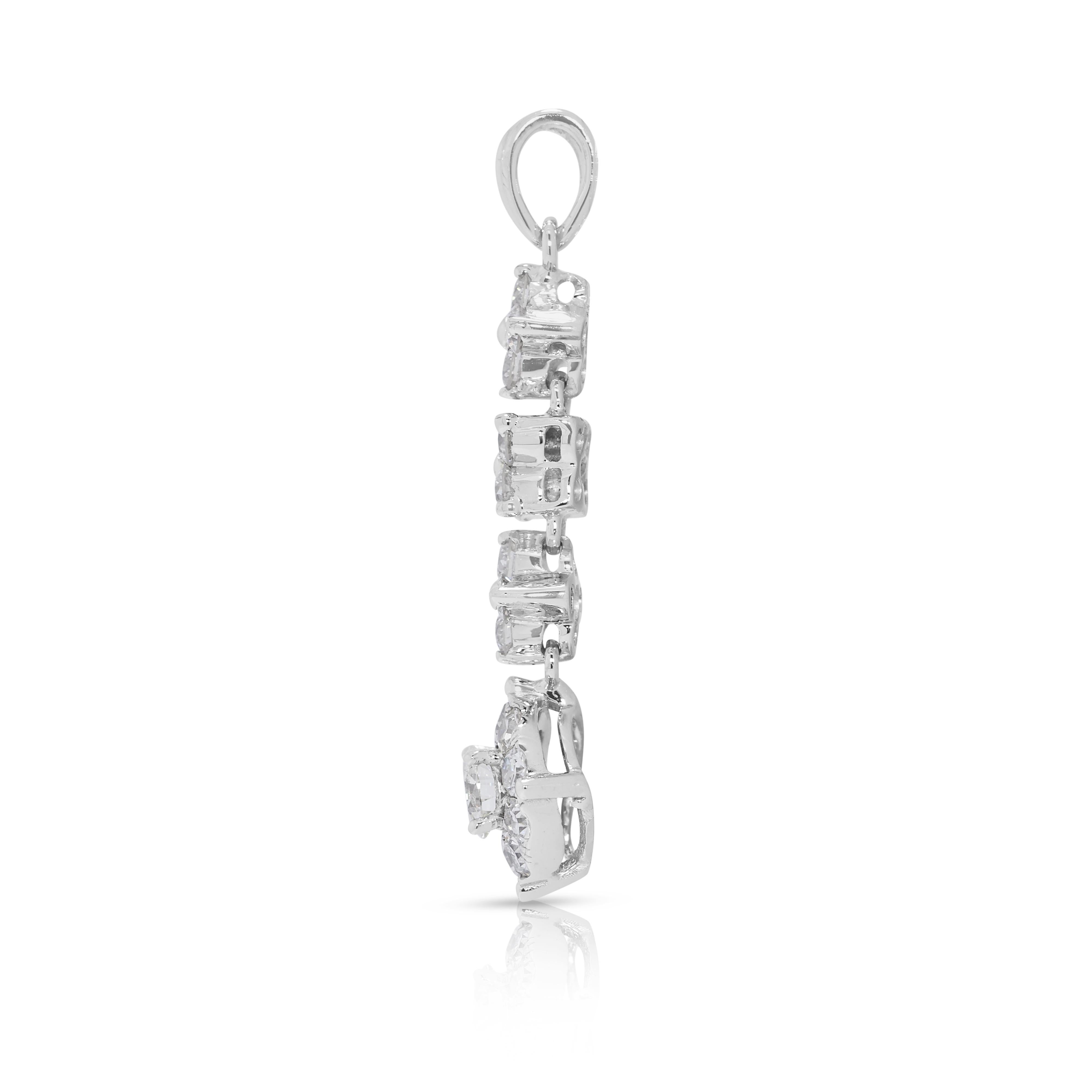 Donna Squisito pendente con diamanti naturali da 0,88 carati in oro bianco 18 carati in vendita