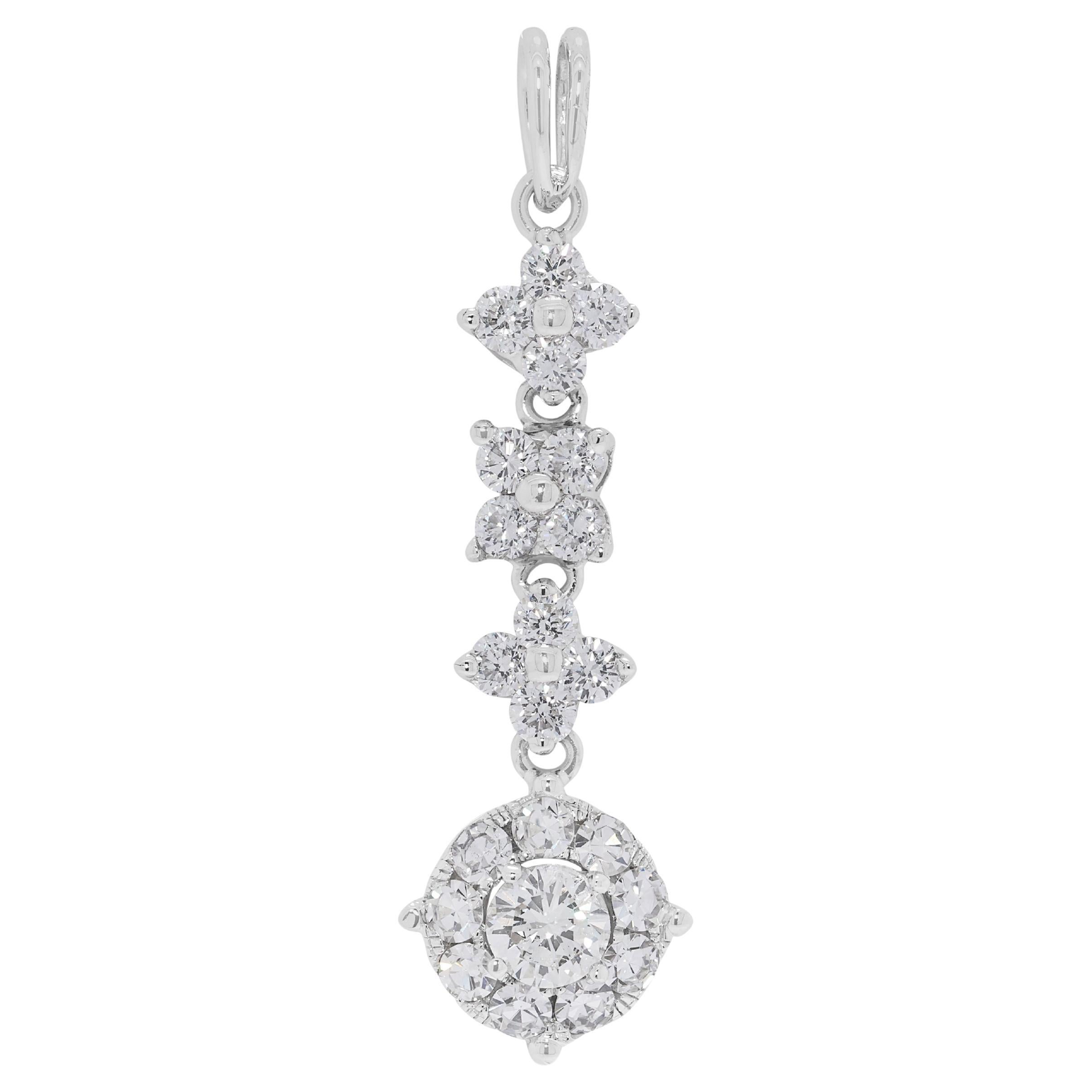 Pendentif exquis de 0,88ct de diamants naturels en or blanc 18K